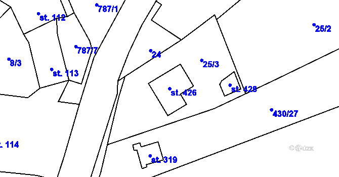 Parcela st. 426 v KÚ Fryšava pod Žákovou horou, Katastrální mapa