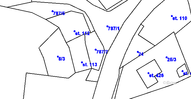 Parcela st. 787/7 v KÚ Fryšava pod Žákovou horou, Katastrální mapa