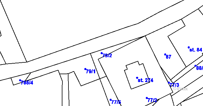 Parcela st. 79/2 v KÚ Fryšava pod Žákovou horou, Katastrální mapa