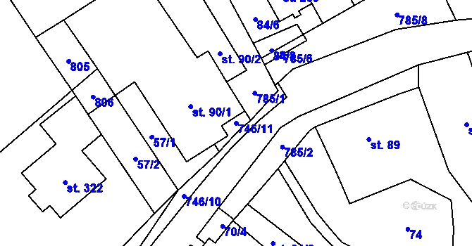 Parcela st. 746/11 v KÚ Fryšava pod Žákovou horou, Katastrální mapa