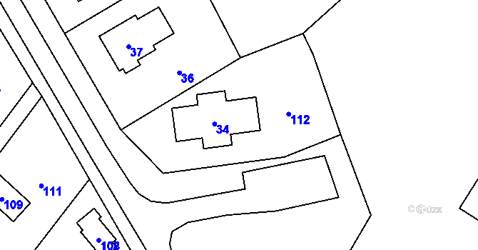 Parcela st. 102/24 v KÚ Tři Studně, Katastrální mapa