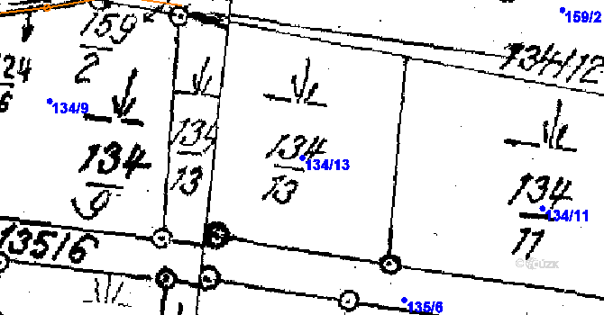 Parcela st. 134/13 v KÚ Tři Studně, Katastrální mapa