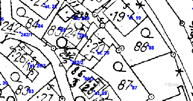 Parcela st. 20 v KÚ Tři Studně, Katastrální mapa