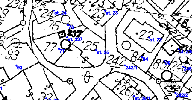 Parcela st. 25 v KÚ Tři Studně, Katastrální mapa