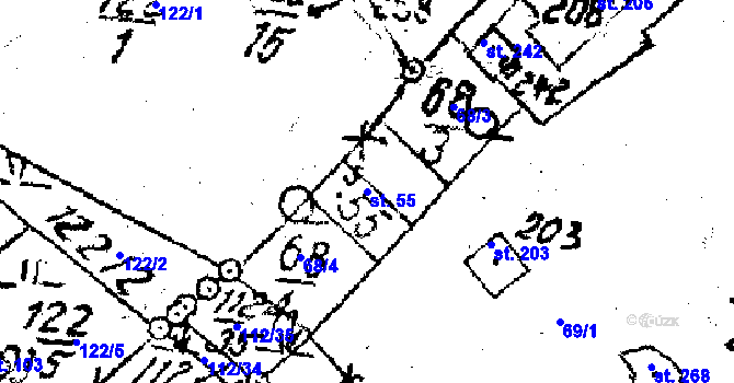 Parcela st. 55 v KÚ Tři Studně, Katastrální mapa