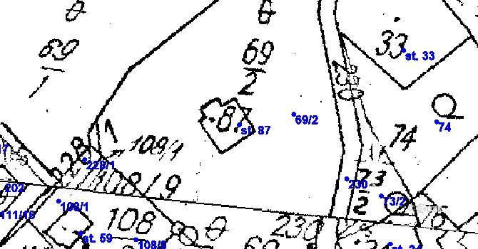 Parcela st. 87 v KÚ Tři Studně, Katastrální mapa