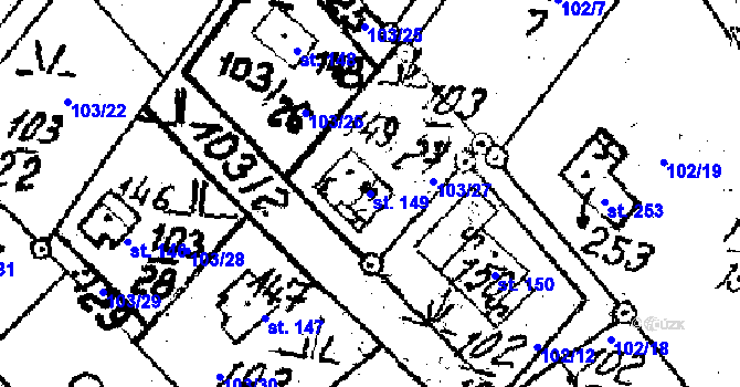 Parcela st. 149 v KÚ Tři Studně, Katastrální mapa