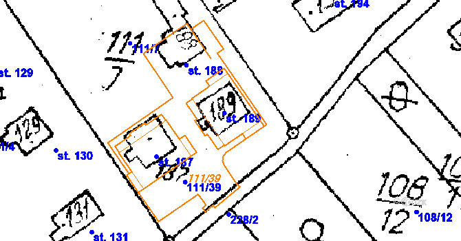 Parcela st. 189 v KÚ Tři Studně, Katastrální mapa