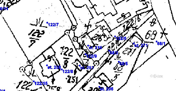 Parcela st. 216 v KÚ Tři Studně, Katastrální mapa