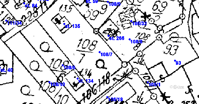 Parcela st. 108/7 v KÚ Tři Studně, Katastrální mapa