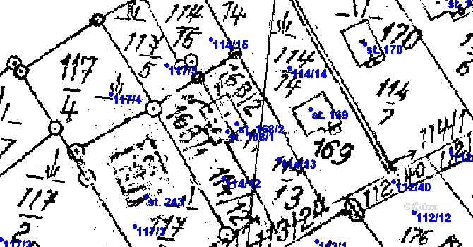 Parcela st. 168/2 v KÚ Tři Studně, Katastrální mapa