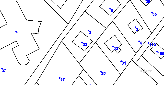 Parcela st. 33 v KÚ Tři Studně, Katastrální mapa