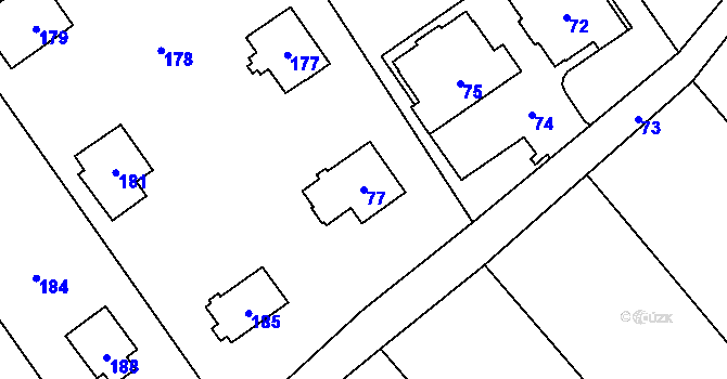 Parcela st. 77 v KÚ Tři Studně, Katastrální mapa