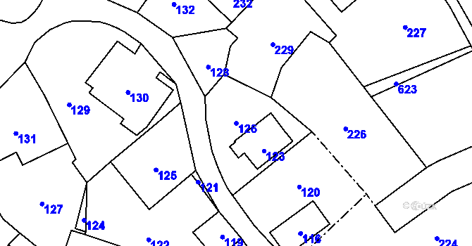 Parcela st. 126 v KÚ Tři Studně, Katastrální mapa