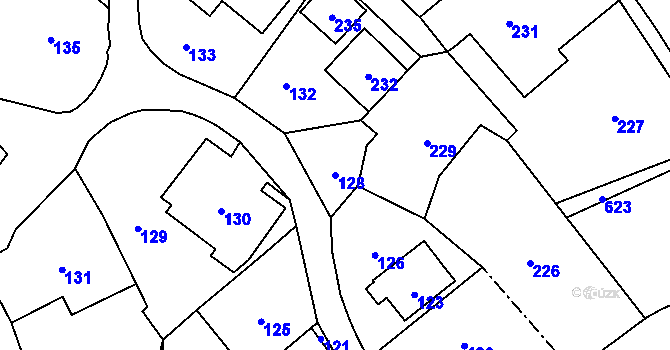 Parcela st. 128 v KÚ Tři Studně, Katastrální mapa