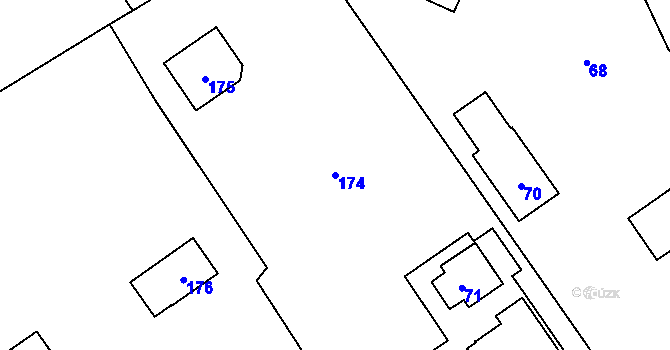 Parcela st. 174 v KÚ Tři Studně, Katastrální mapa