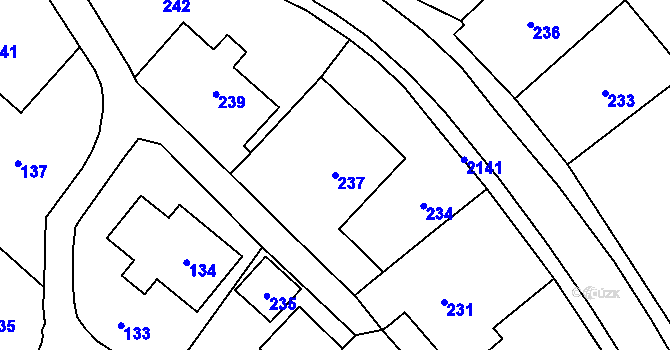 Parcela st. 237 v KÚ Tři Studně, Katastrální mapa