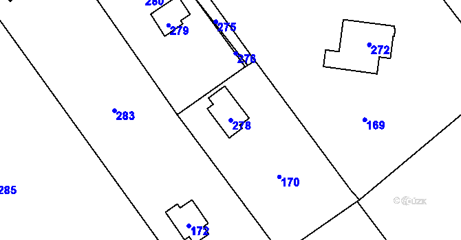 Parcela st. 278 v KÚ Tři Studně, Katastrální mapa