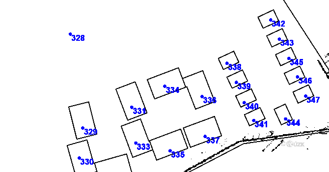 Parcela st. 334 v KÚ Tři Studně, Katastrální mapa