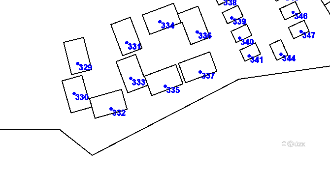 Parcela st. 335 v KÚ Tři Studně, Katastrální mapa