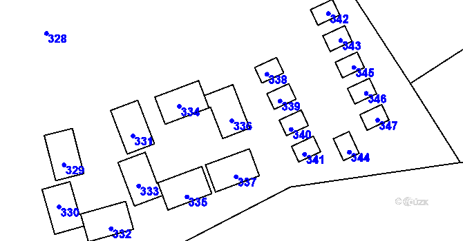 Parcela st. 336 v KÚ Tři Studně, Katastrální mapa