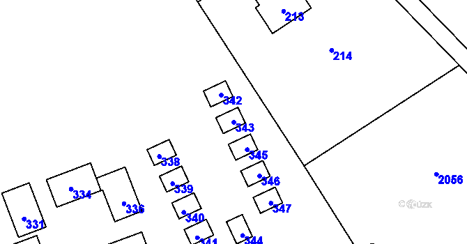 Parcela st. 343 v KÚ Tři Studně, Katastrální mapa
