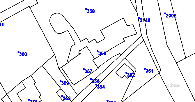 Parcela st. 355 v KÚ Tři Studně, Katastrální mapa