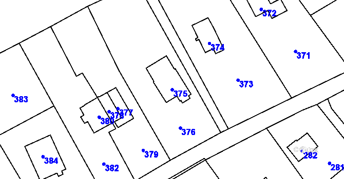 Parcela st. 375 v KÚ Tři Studně, Katastrální mapa