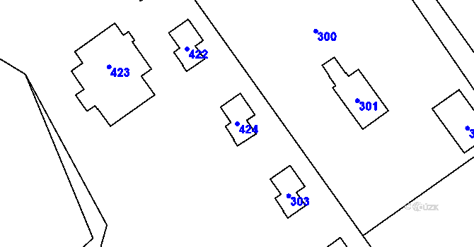 Parcela st. 424 v KÚ Tři Studně, Katastrální mapa