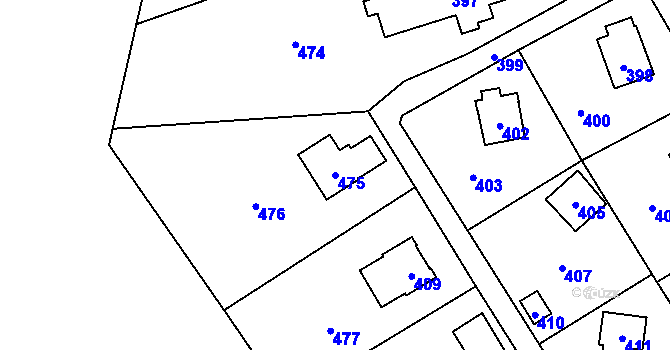 Parcela st. 475 v KÚ Tři Studně, Katastrální mapa