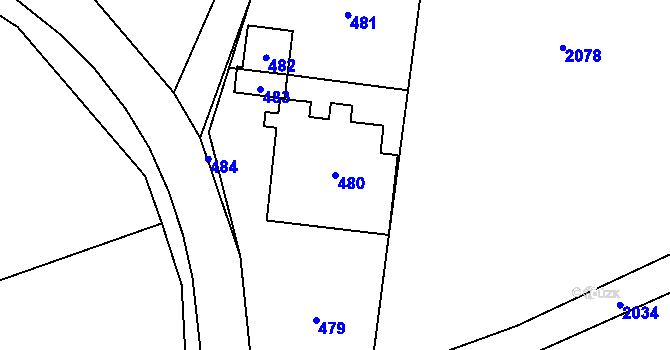 Parcela st. 480 v KÚ Tři Studně, Katastrální mapa