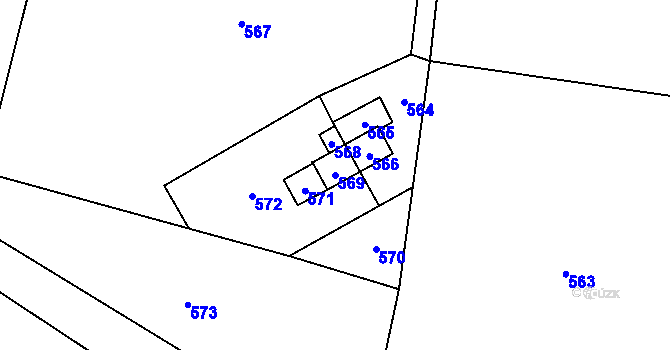 Parcela st. 569 v KÚ Tři Studně, Katastrální mapa