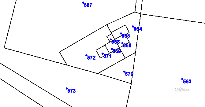 Parcela st. 571 v KÚ Tři Studně, Katastrální mapa