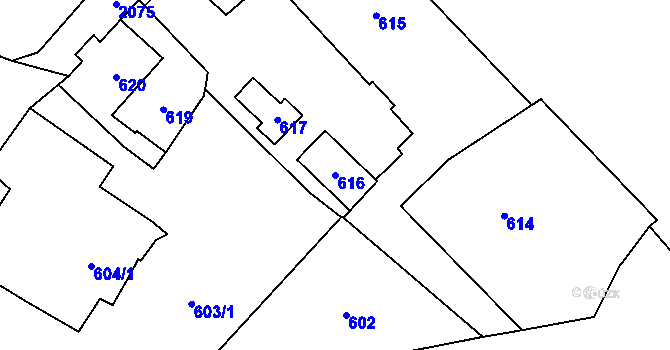 Parcela st. 616 v KÚ Tři Studně, Katastrální mapa