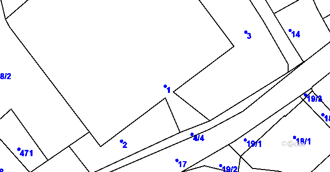 Parcela st. 1 v KÚ Dolní Ves, Katastrální mapa