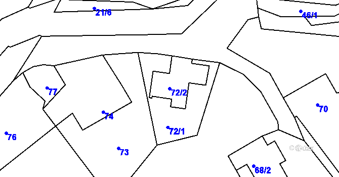 Parcela st. 72/2 v KÚ Dolní Ves, Katastrální mapa