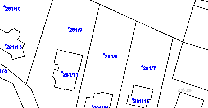 Parcela st. 281/8 v KÚ Dolní Ves, Katastrální mapa