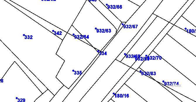 Parcela st. 334 v KÚ Dolní Ves, Katastrální mapa
