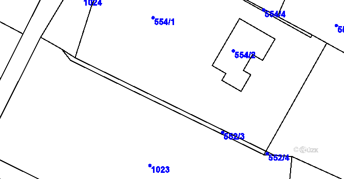 Parcela st. 553/2 v KÚ Dolní Ves, Katastrální mapa