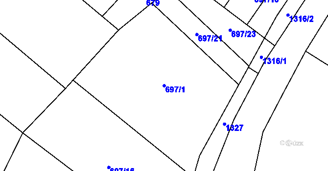 Parcela st. 697/1 v KÚ Dolní Ves, Katastrální mapa