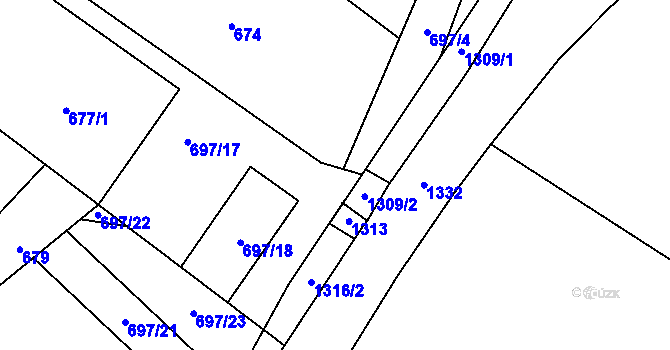 Parcela st. 697/3 v KÚ Dolní Ves, Katastrální mapa