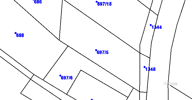 Parcela st. 697/5 v KÚ Dolní Ves, Katastrální mapa