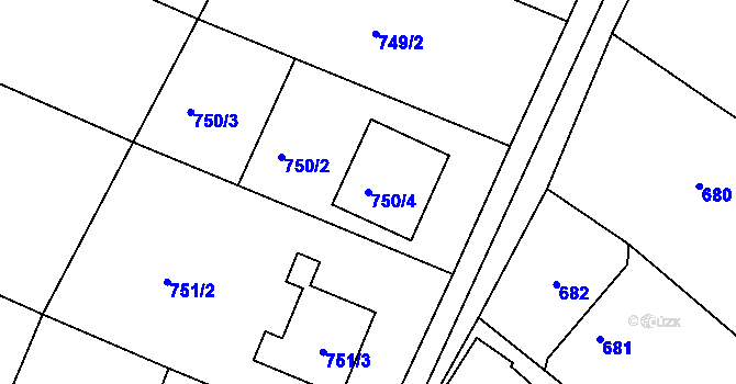 Parcela st. 750/4 v KÚ Dolní Ves, Katastrální mapa