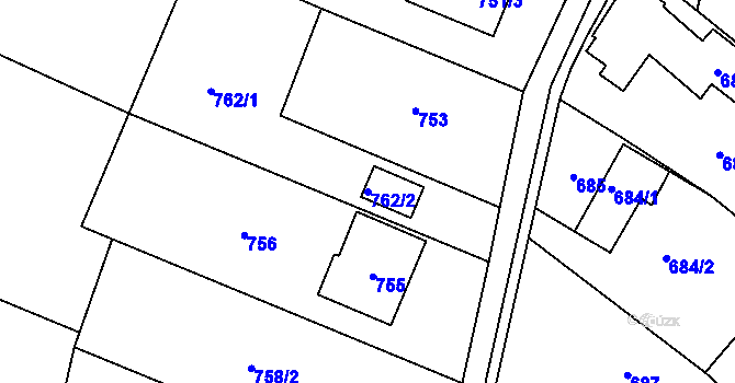 Parcela st. 762/2 v KÚ Dolní Ves, Katastrální mapa
