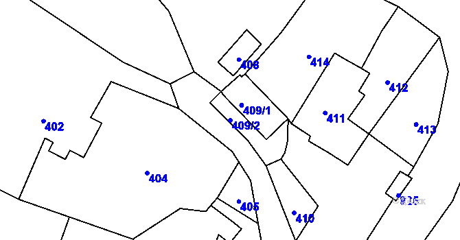 Parcela st. 409/2 v KÚ Dolní Ves, Katastrální mapa