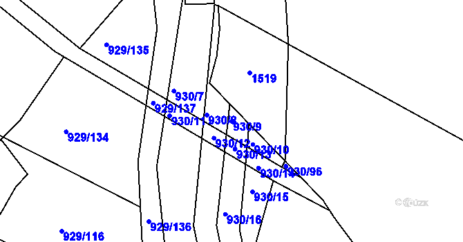 Parcela st. 930/9 v KÚ Dolní Ves, Katastrální mapa