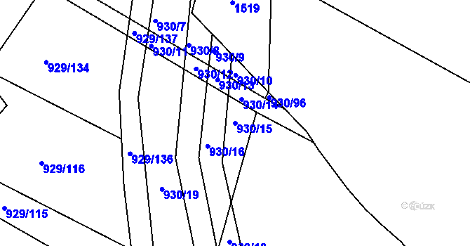 Parcela st. 930/15 v KÚ Dolní Ves, Katastrální mapa