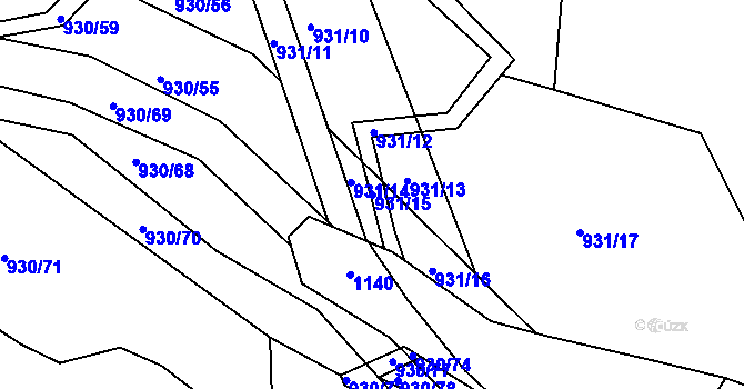 Parcela st. 931/15 v KÚ Dolní Ves, Katastrální mapa