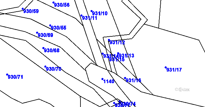 Parcela st. 931/14 v KÚ Dolní Ves, Katastrální mapa
