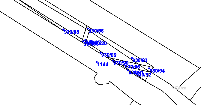 Parcela st. 930/89 v KÚ Dolní Ves, Katastrální mapa